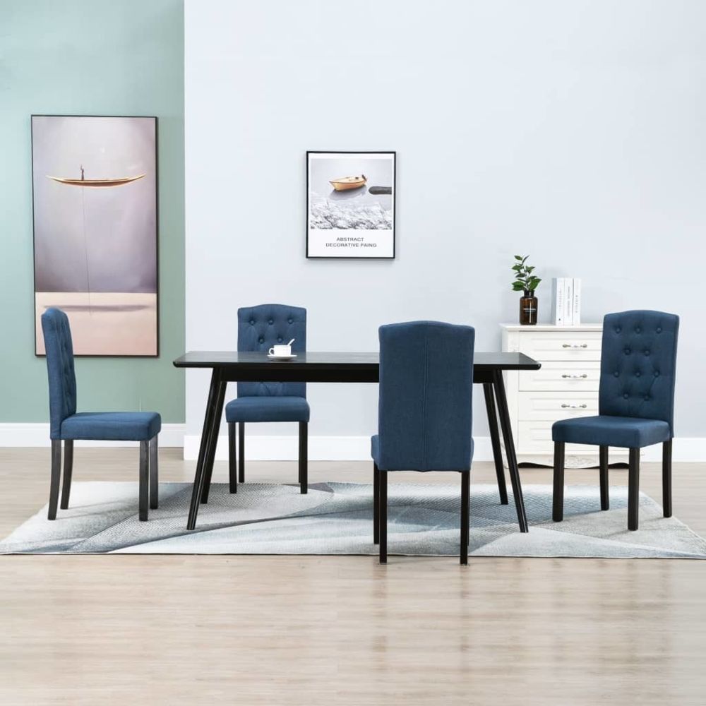 marque generique - sublime Fauteuils et chaises edition Luxembourg Chaises de salle à manger 4 pcs Bleu Tissu - Chaises