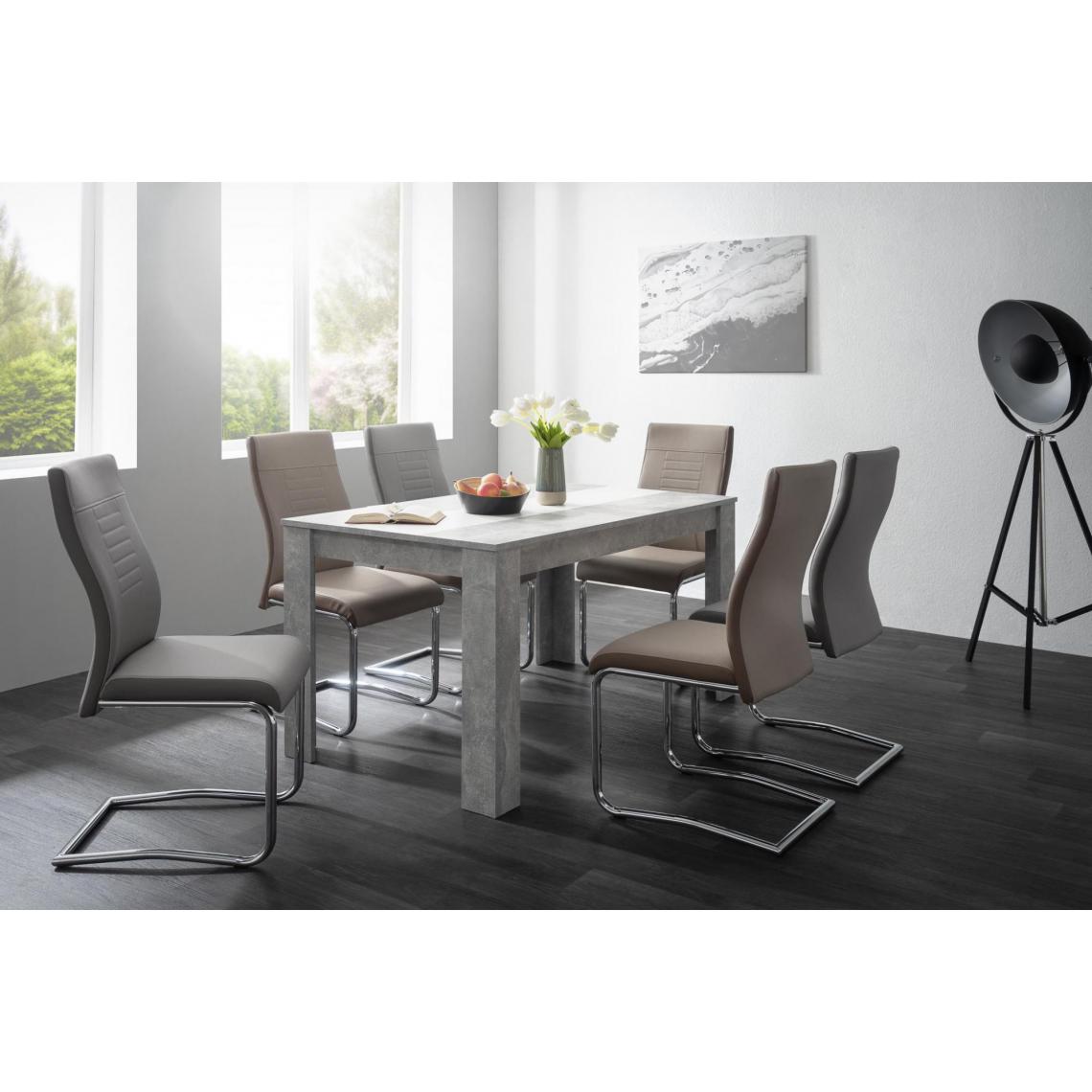 Alter - Table avec panneau central réversible, couleur béton avec panneau réversible noir et blanc, 138 x 74 x 80 cm. - Tables à manger