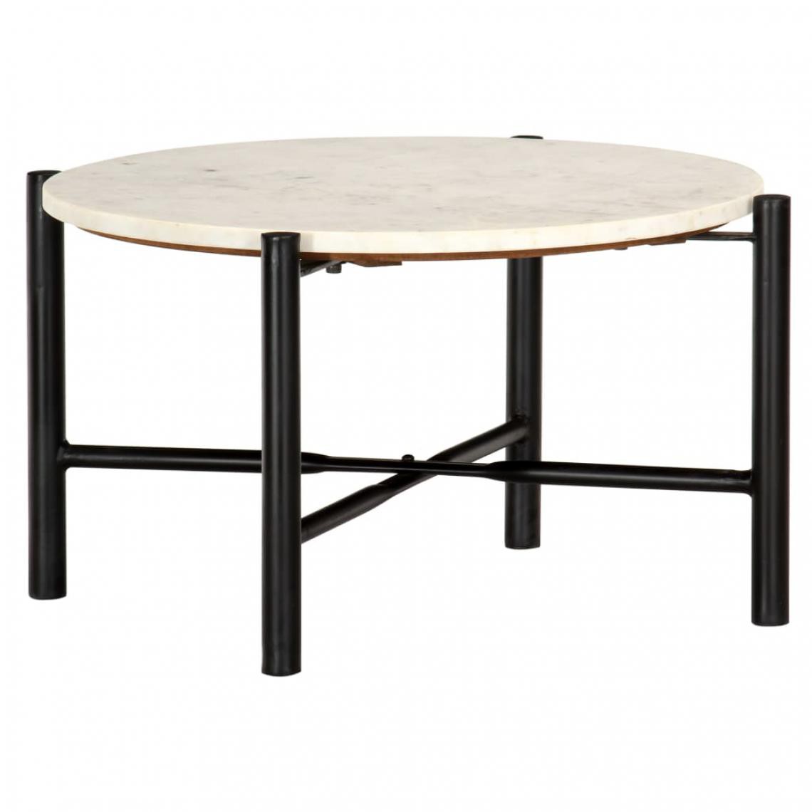 Vidaxl - vidaXL Table basse Blanc 60x60x35 cm Pierre véritable texture marbre - Tables à manger
