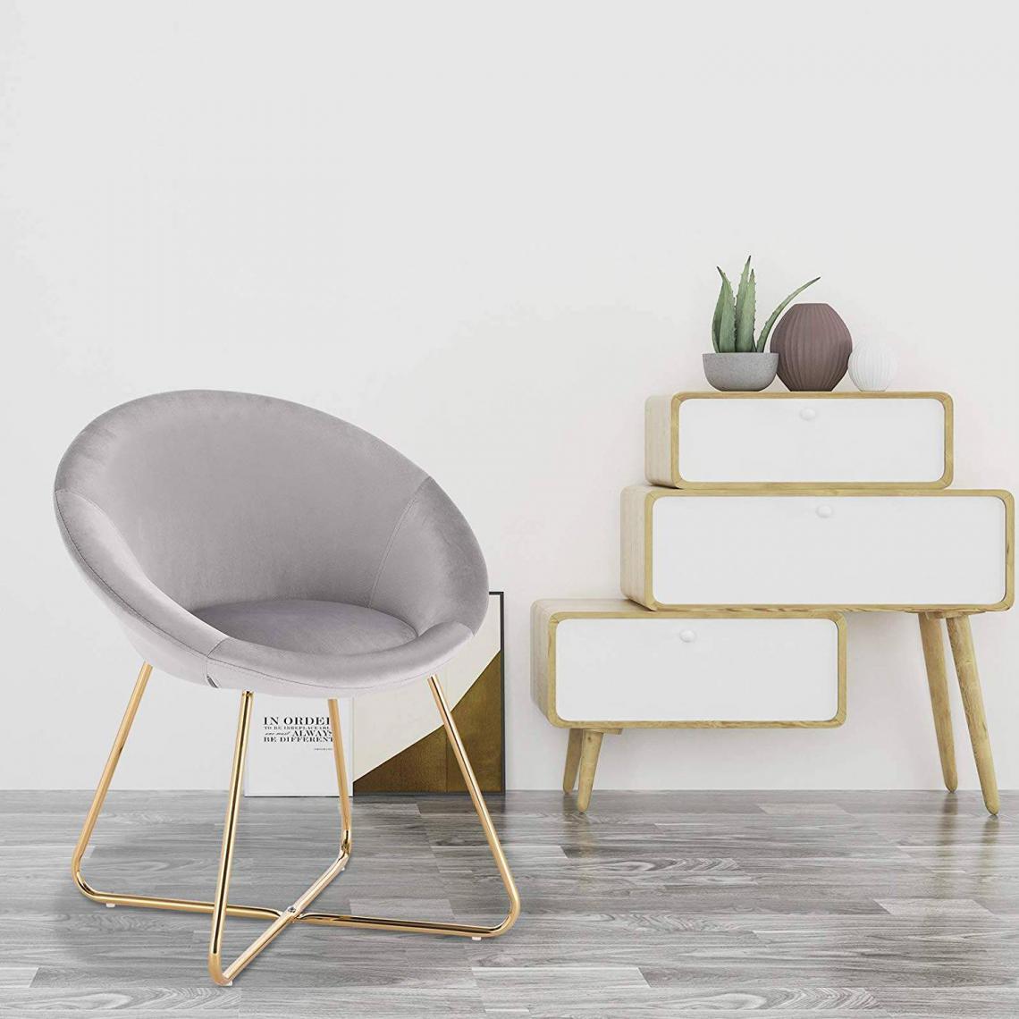 MercatoXL - Modèle gris clair - Ensemble de 2 chaise de cuisine en jambes de velours et de métal - Tables à manger