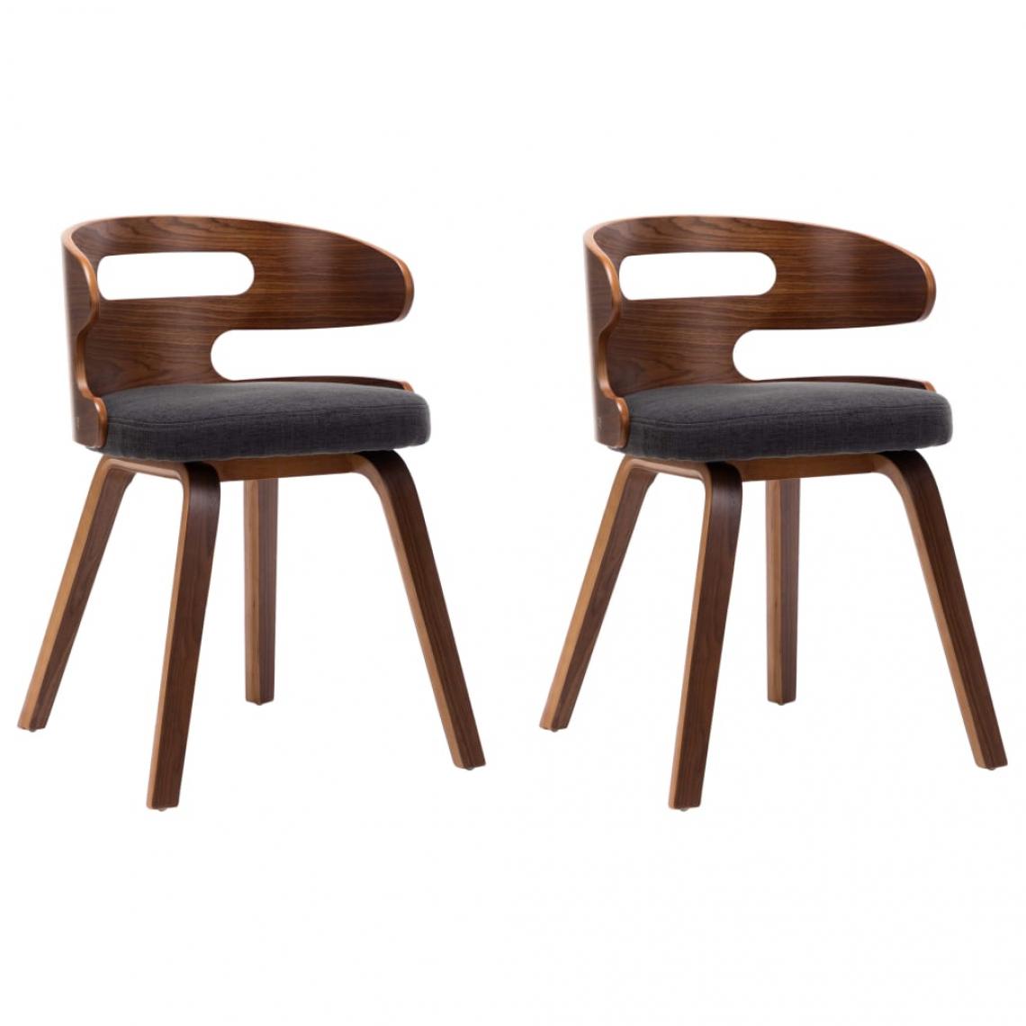 Decoshop26 - Lot de 2 chaises de salle à manger cuisine design intemporel bois courbé et tissu gris foncé CDS020519 - Chaises