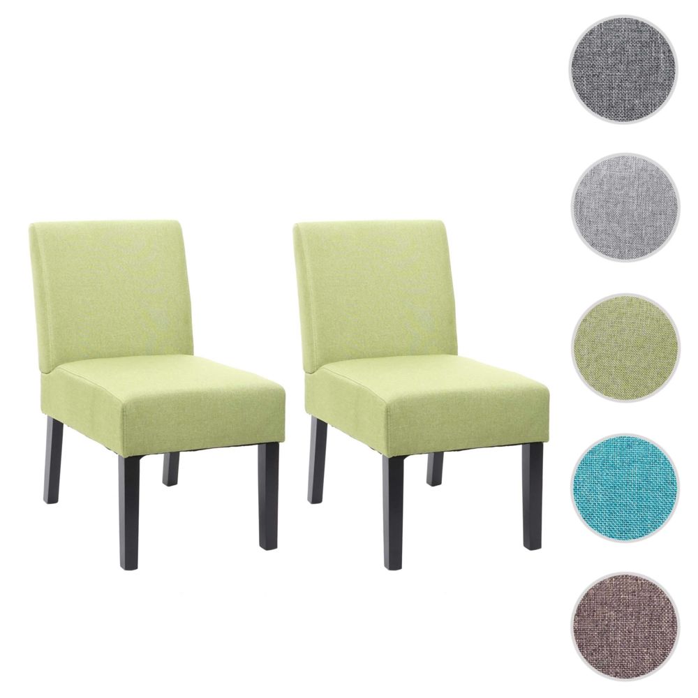 Mendler - 2x chaise de salle à manger HWC-F61, fauteuil lounge, tissu/textil ~ vert - Chaises