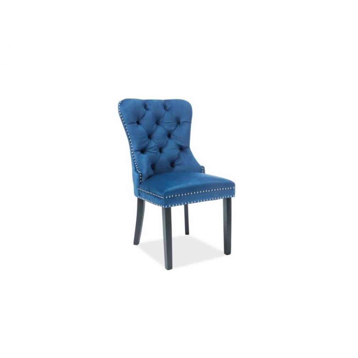 Hucoco - AMANDI | Magnifique chaise en velours salon salle à manger | Dimensions 98x56x45 cm | Structure en bois | Chaise velours - Bleu - Chaises