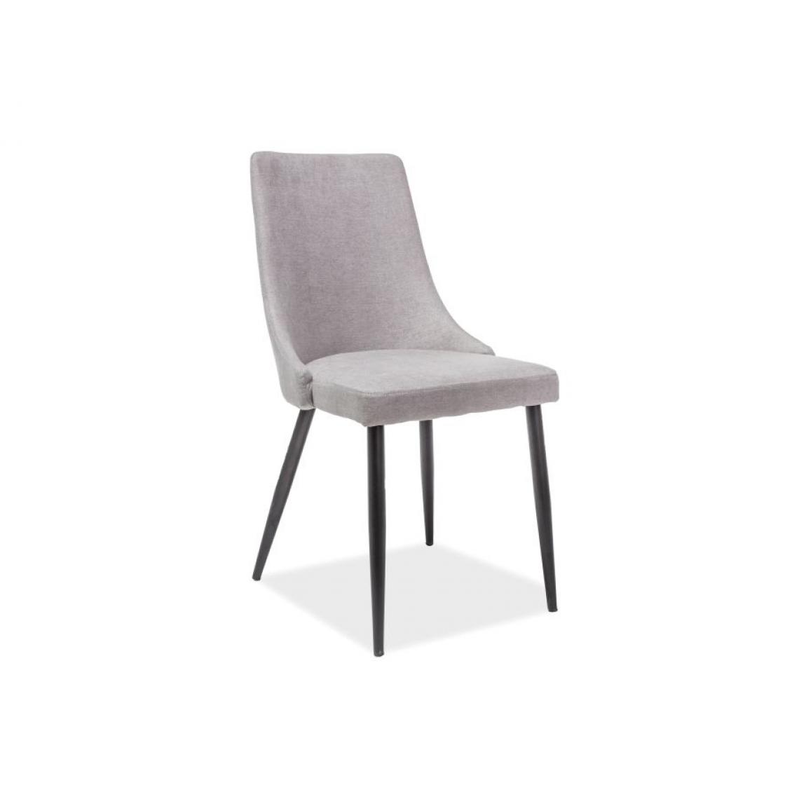 Hucoco - NOBEN | Chaise matelassée avec pieds en métal salon/salle à manger | 91x46x43 cm | Rembourrée en tissu | Base robuste - Gris - Chaises