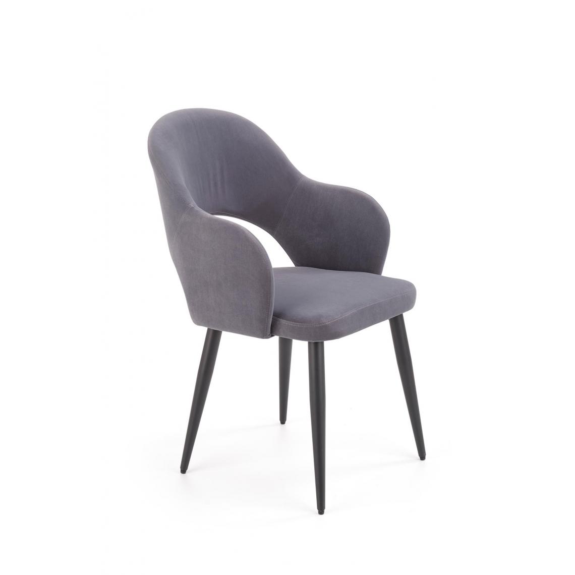 Hucoco - ELISSA - Chaise rembourrée style moderne salon/chambre - 88x55x55 - Pieds en acier - Meuble de salle à manger - Gris - Chaises