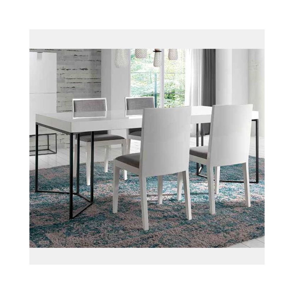 Nouvomeuble - Table à manger design blanc laqué EMILIA - Tables à manger
