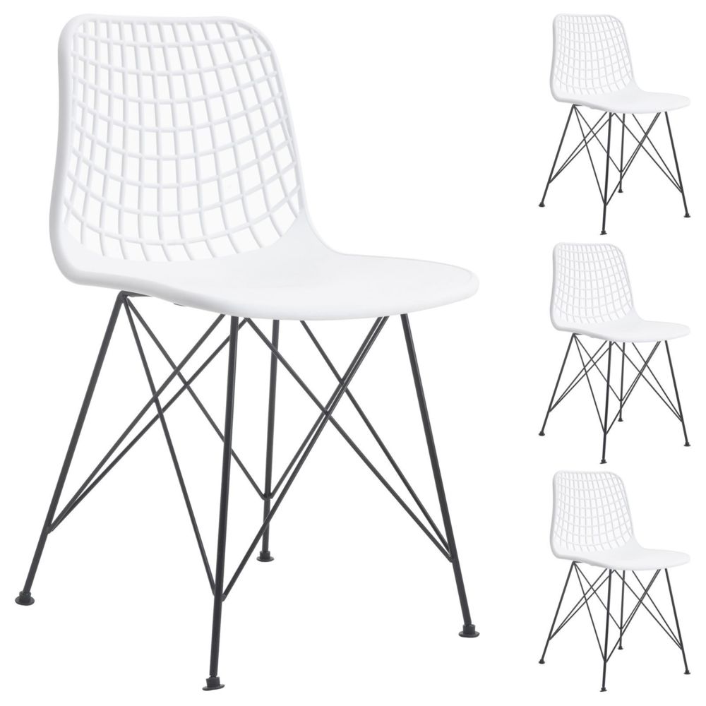 Idimex - Lot de 4 chaises GLORIA, en plastique blanc - Chaises