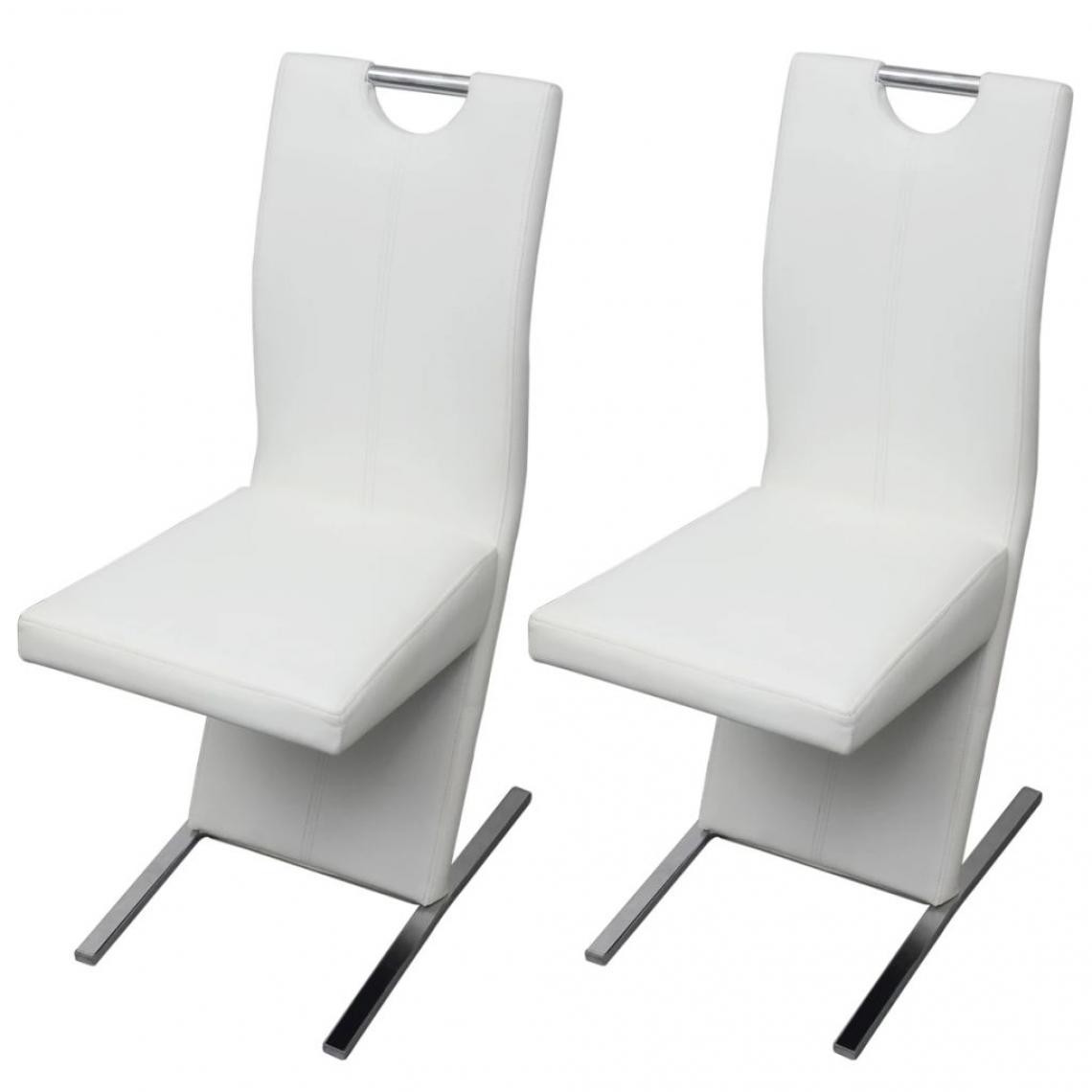 Decoshop26 - Lot de 2 chaises de salle à manger cuisine design moderne similicuir blanc CDS020185 - Chaises