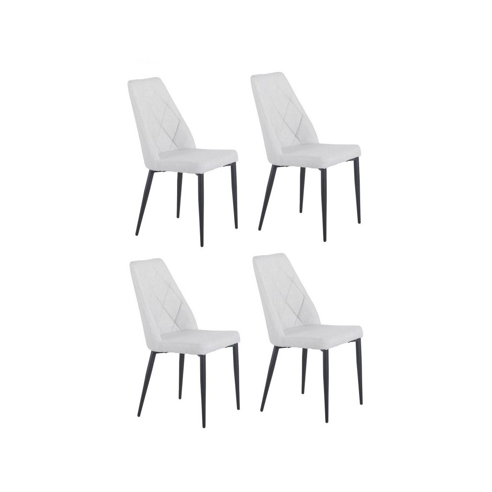 Meubletmoi - Lot de 4 chaises tissu gris clair capitonné et pieds métal - RITA - Chaises
