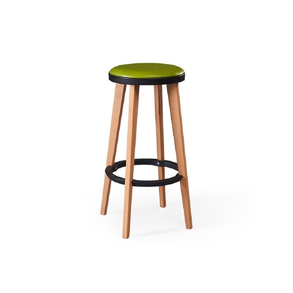 Wewoo - Chaise de bar minimaliste moderne en bois avec tabouret créatif cercle noir - PU vert fruit - Chaises