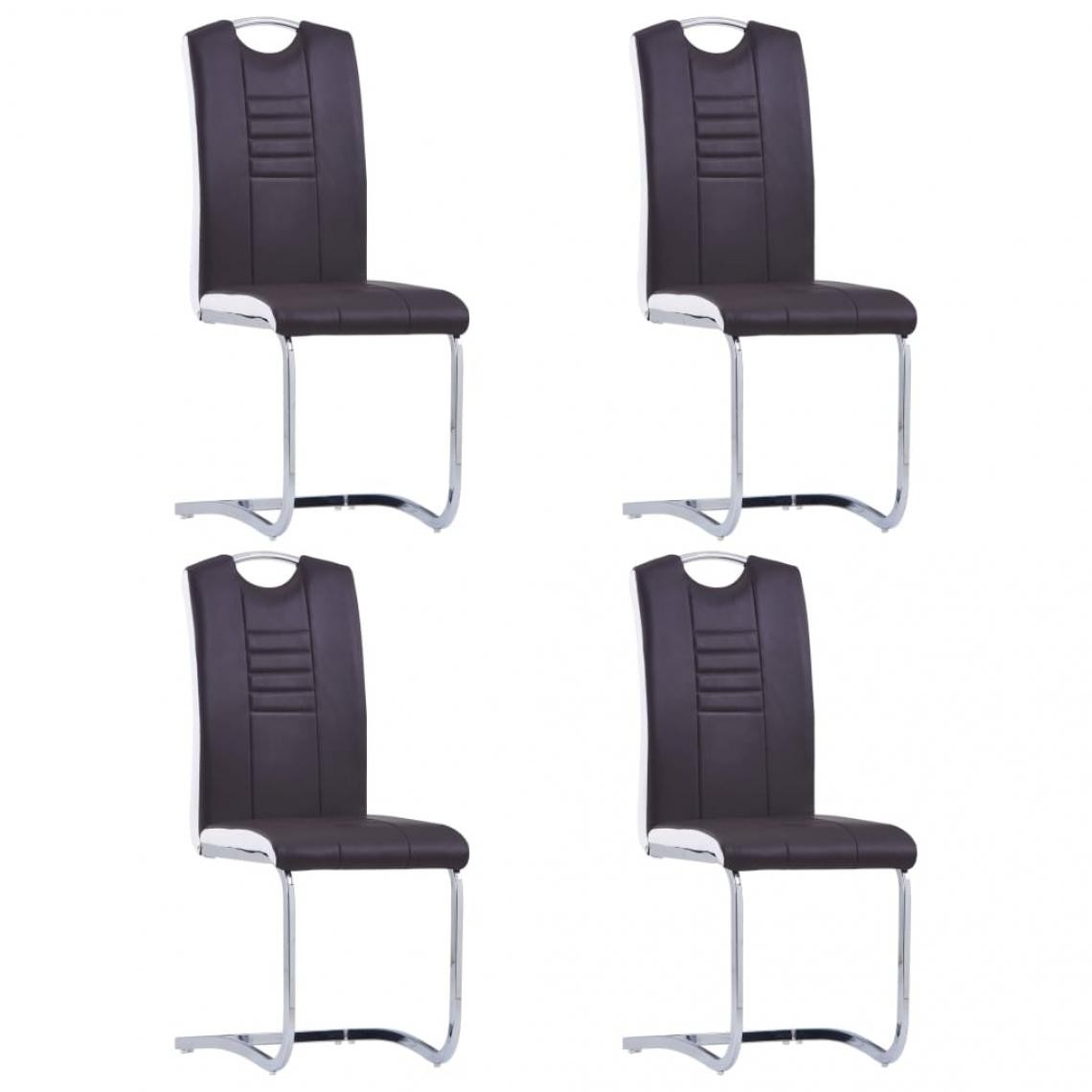 Decoshop26 - Lot de 4 chaises de salle à manger cuisine cantilever design moderne similicuir marron CDS021405 - Chaises