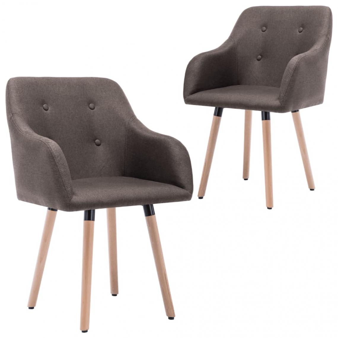 Decoshop26 - Lot de 2 chaises de salle à manger cuisine design moderne tissu taupe CDS021057 - Chaises