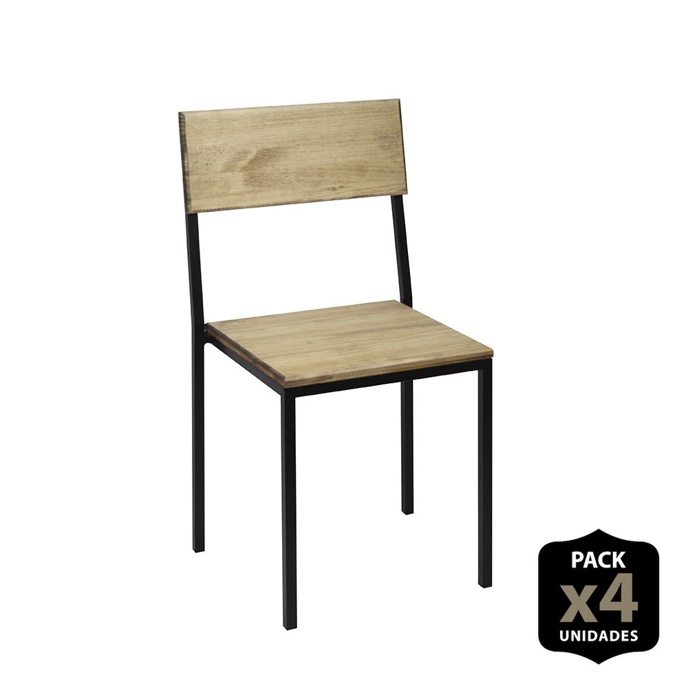 Ds Meubles - Lot de 4 chaises iCub empilables. Noir 40x40x85cm. Effect Vintage - Chaises