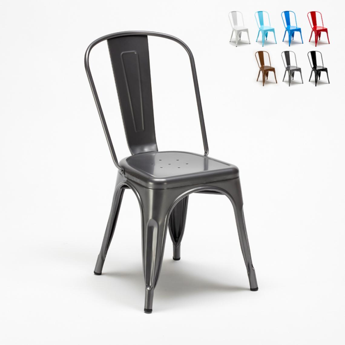 Ahd Amazing Home Design - Chaise Tolix industrielle en acier et métal pour cuisine et bars Steel One, Couleur: Gris - Chaises
