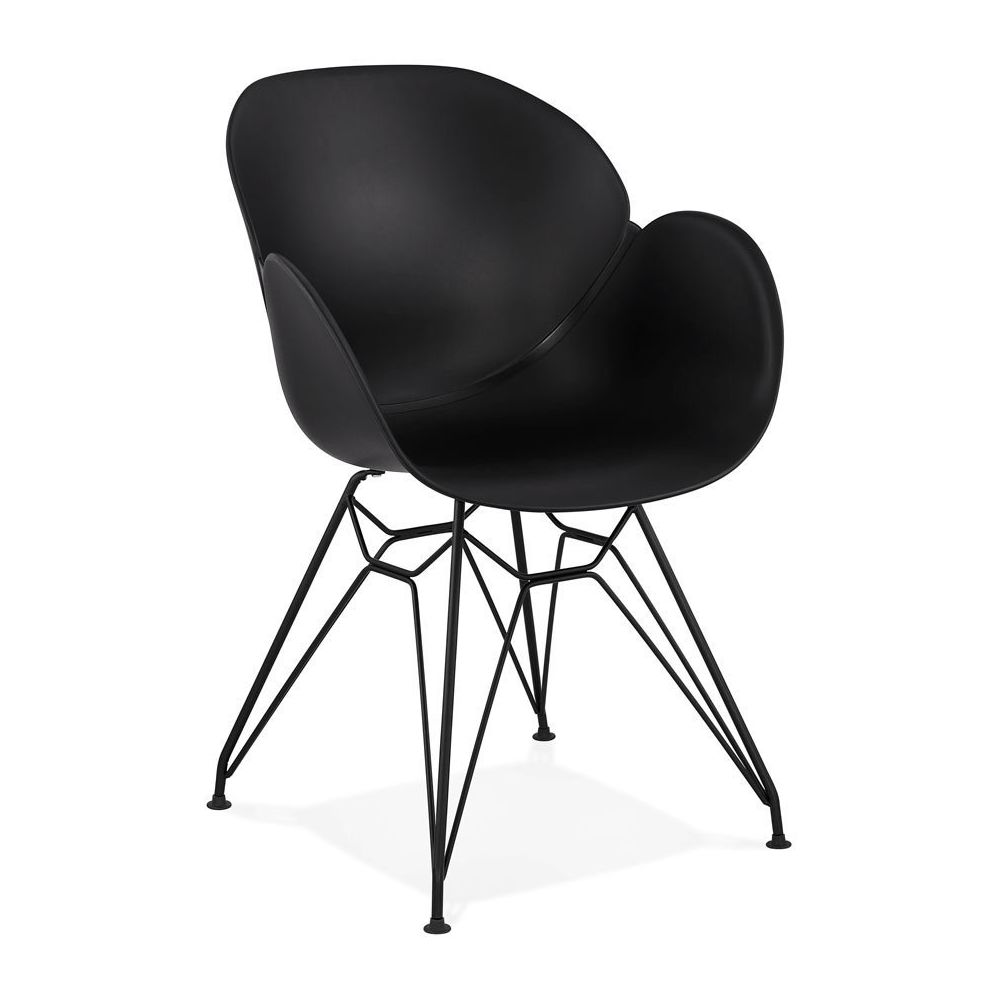Alterego - Chaise design 'SATELIT' noire style industriel avec pieds en métal noir - Chaises