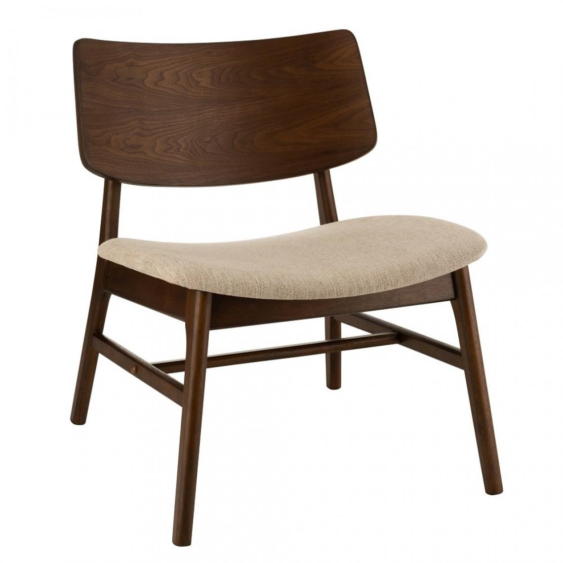 Inside 75 - Chaise lounge vintage KENU brun et beige en bois hévéa. - Chaises