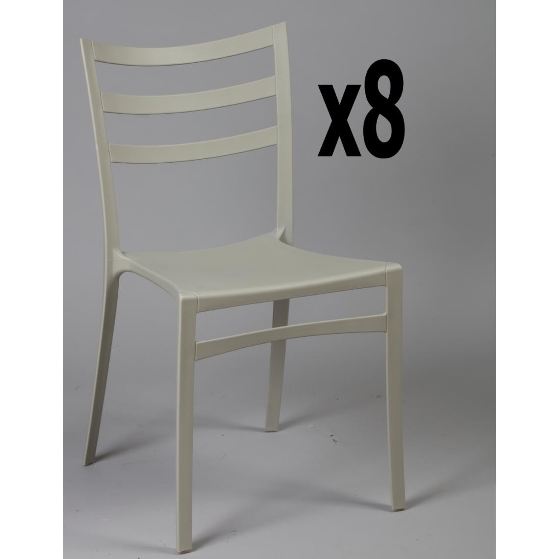 Pegane - Lot de 8 chaises en polypropylène coloris gris clair, Ht860 x Ht Ass460 x L510 x l470 mm - Chaises