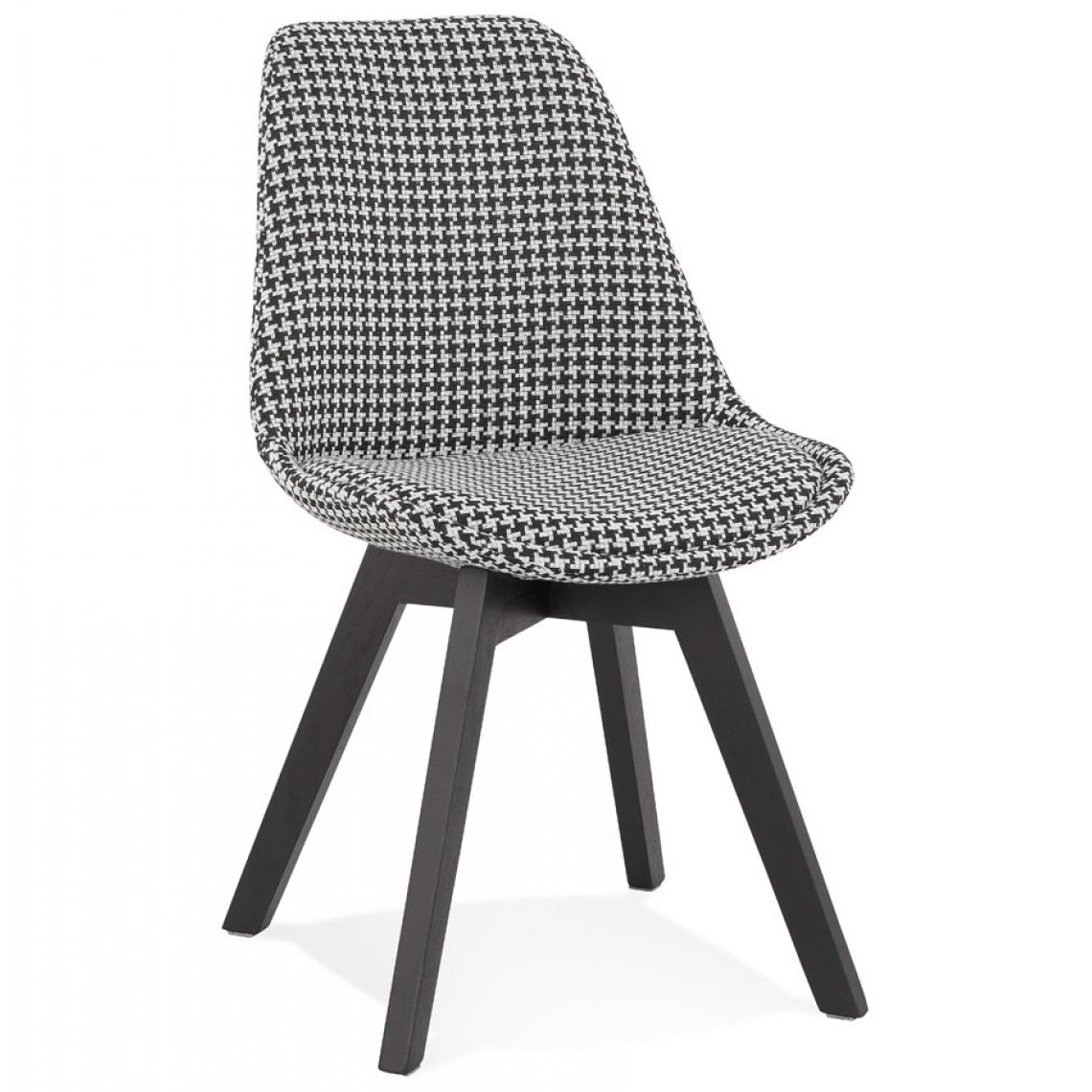 Alterego - Chaise en tissu pied de poule 'JOE' avec structure en bois noir - Chaises