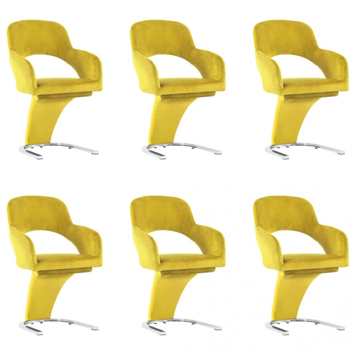Decoshop26 - Lot de 6 chaises de salle à manger cuisine design élégant velours jaune CDS022549 - Chaises