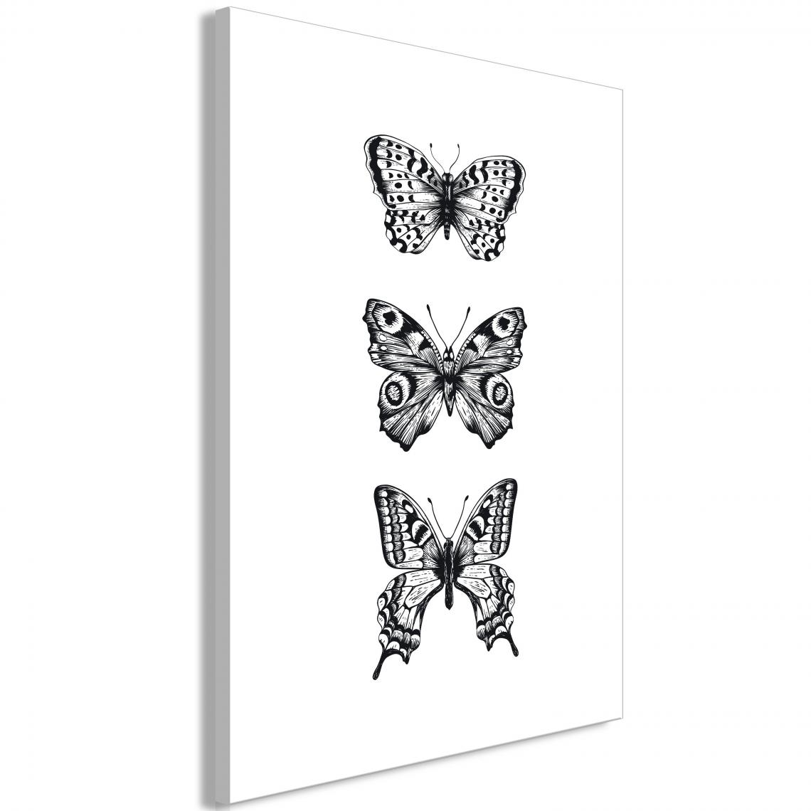 Decoshop26 - Tableau sur toile décoration murale image imprimée cadre en bois à suspendre Trois papillons (1 partie) Vertical 60x90 cm 11_0003635 - Tableaux, peintures