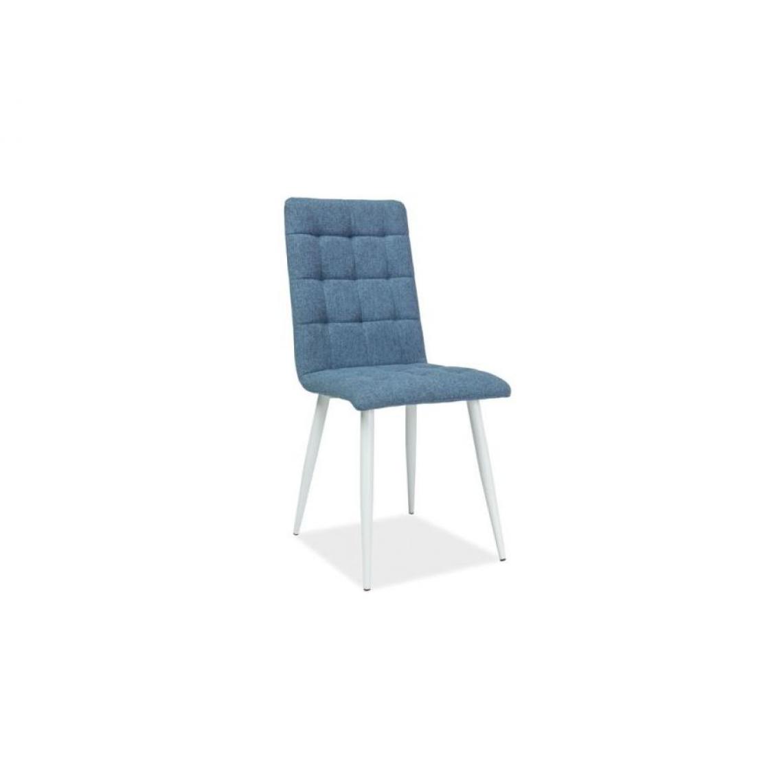 Hucoco - OTTA | Chaise moderne avec pieds en métal salon salle à manger | Dimensions : 94x44x39 cm | Rembourrée en tissu | Ergonomique - Bleu - Chaises