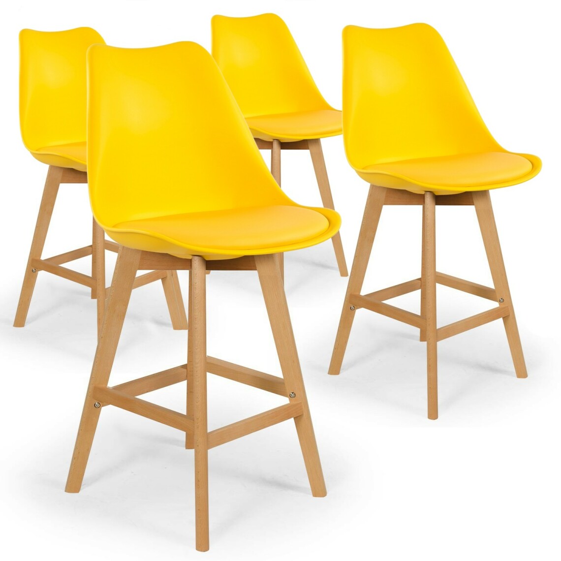 marque generique - Lot de 4 chaises hautes style scandinave Catherina Jaune - H65cm - Chaises