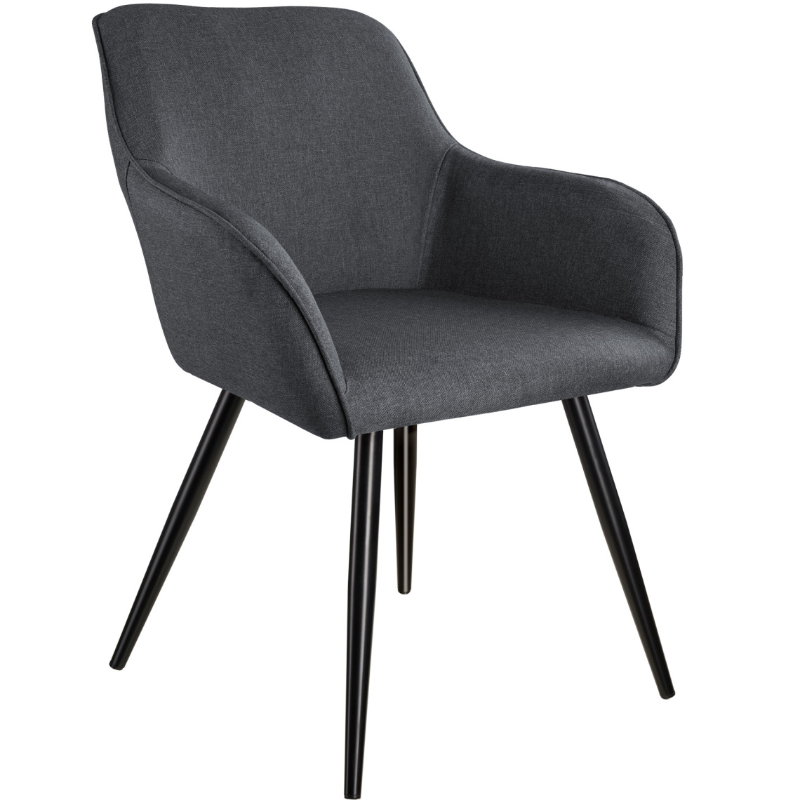 Tectake - Chaise Marilyn aspect lin noir - gris foncé-noir - Chaises