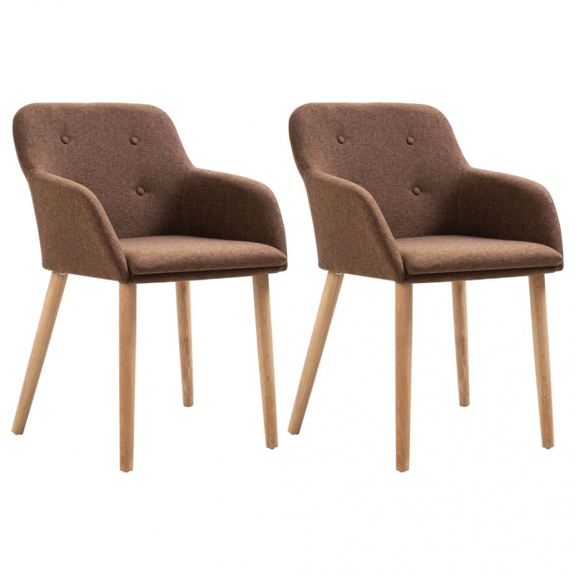 Decoshop26 - Lot de 2 chaises de salle à manger cuisine design moderne tissu marron et chêne massif CDS020781 - Chaises