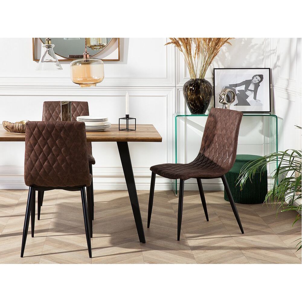 Beliani - Beliani Lot de 2 chaises de cuisine en simili-cuir marron rétro MONTANA - marron - Chaises