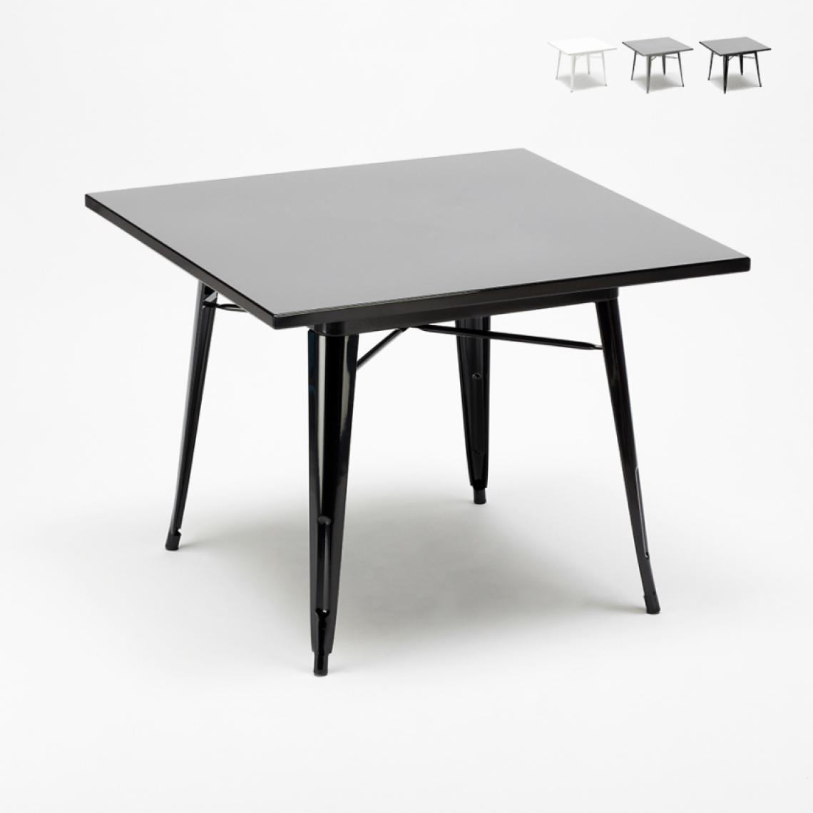 Ahd Amazing Home Design - Table industrielle en acier Tolix 80x80 pour bar et maison Dynamite, Couleur: Noir - Tables à manger