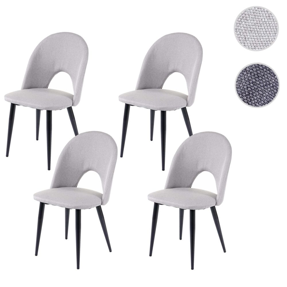 Mendler - 4x chaise de salle à manger HWC-D73, fauteuil, tissu ~ gris - Chaises