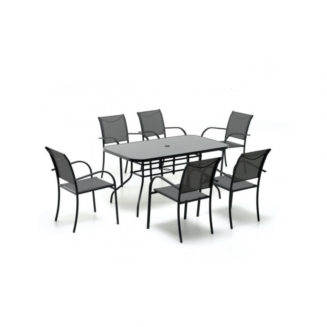 Webmarketpoint - Ensemble repas en fer anthracite PLAYA sept pièces - Tables à manger