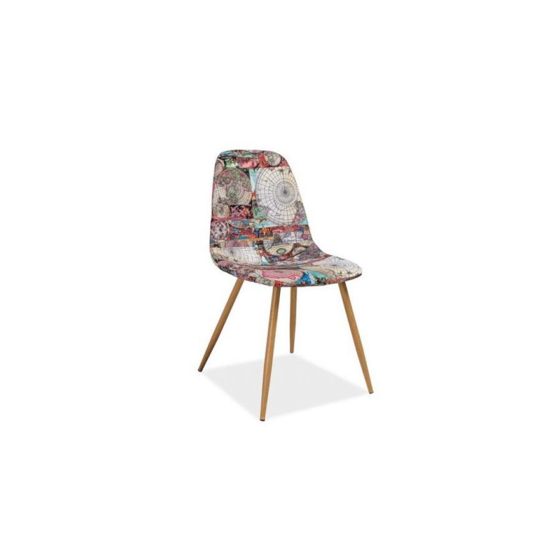 Hucoco - NURIA | Chaise moderne matelassé salon bureau salle à manger | 84x44x38 cm | Rembourrage en tissu avec motif | Pieds en métal - Multicouleur - Chaises