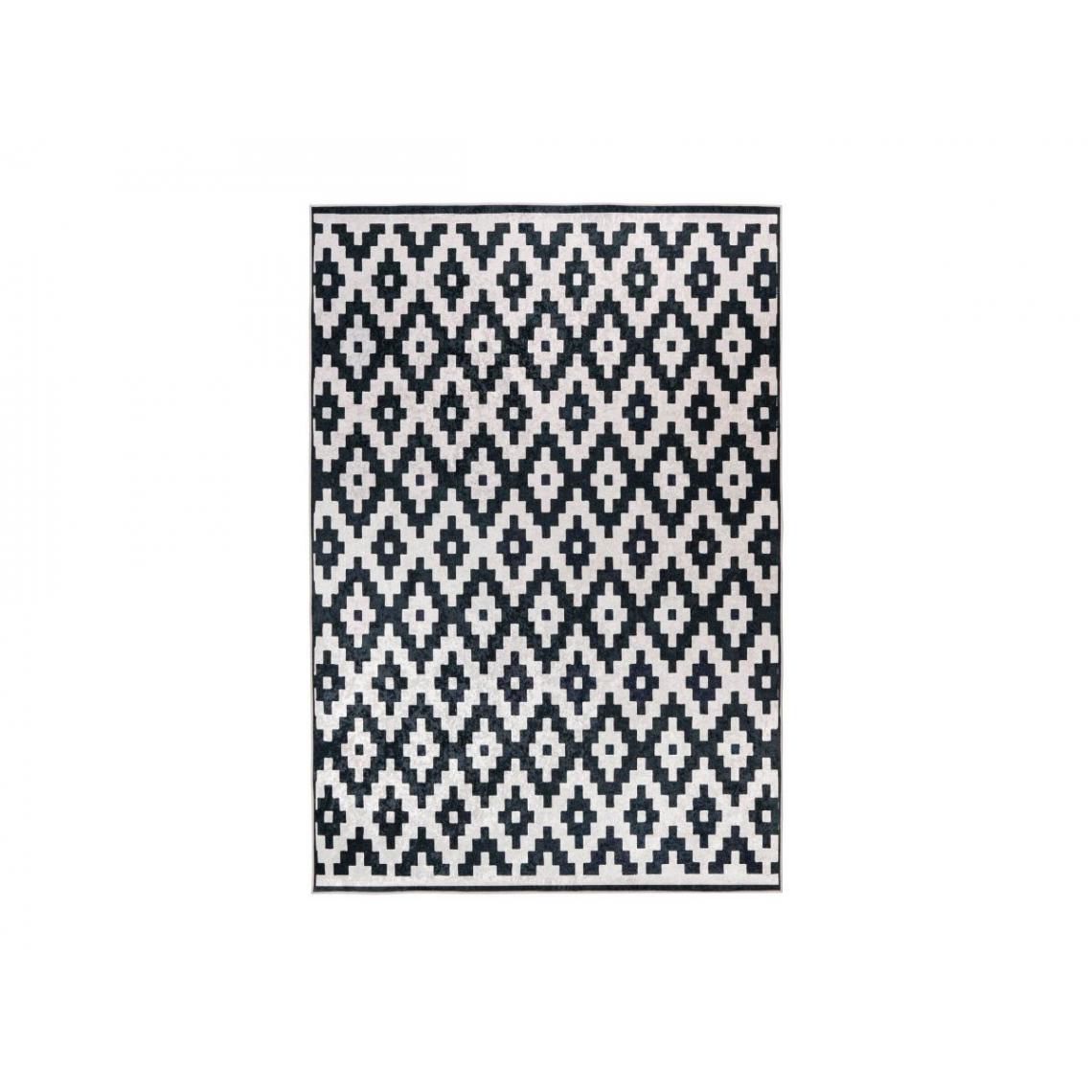 Bobochic - BOBOCHIC Tapis poil court rectangulaire CELINA motif losanges Noir + Blanc 160x230 - Tapis