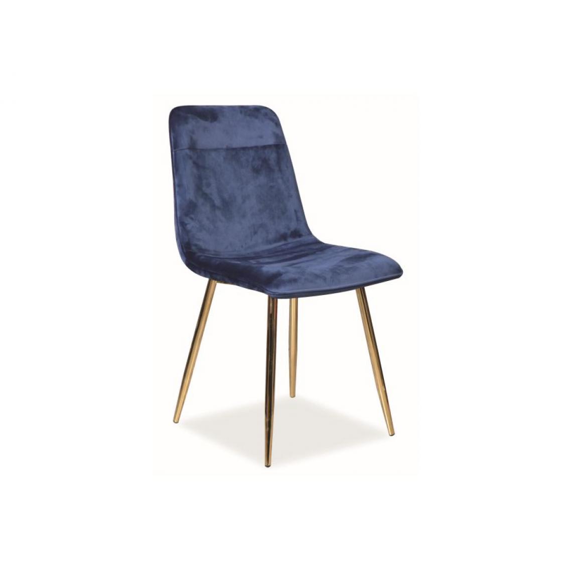 Hucoco - EROT | Chaise en velours pour salon salle à manger cuisine | Dimensions 87x47x41 cm | Tissu velouté | Pieds stables en métal - Bleu - Chaises