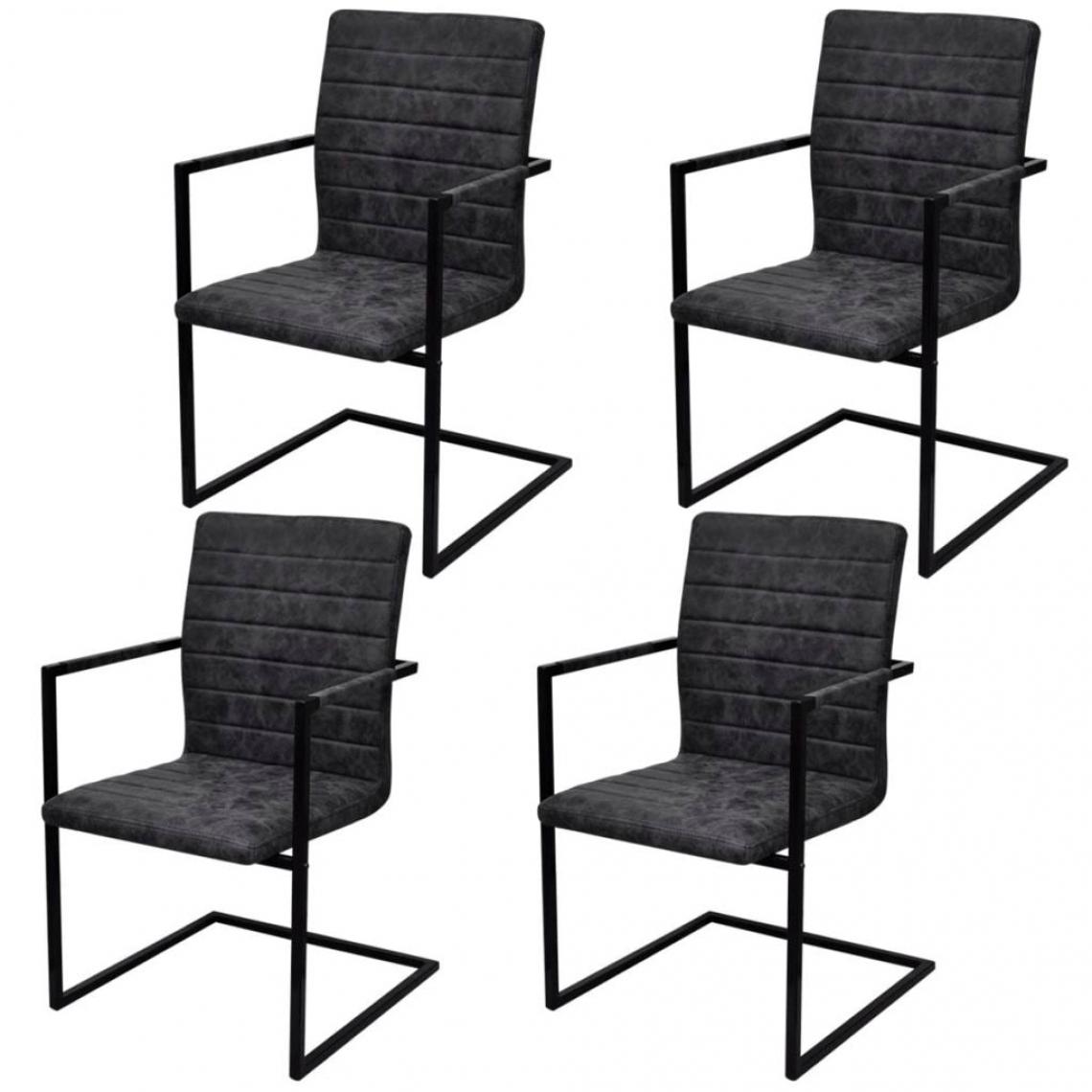 Decoshop26 - Lot de 4 chaises de salle à manger cuisine cantilever design moderne similicuir noir CDS021419 - Chaises
