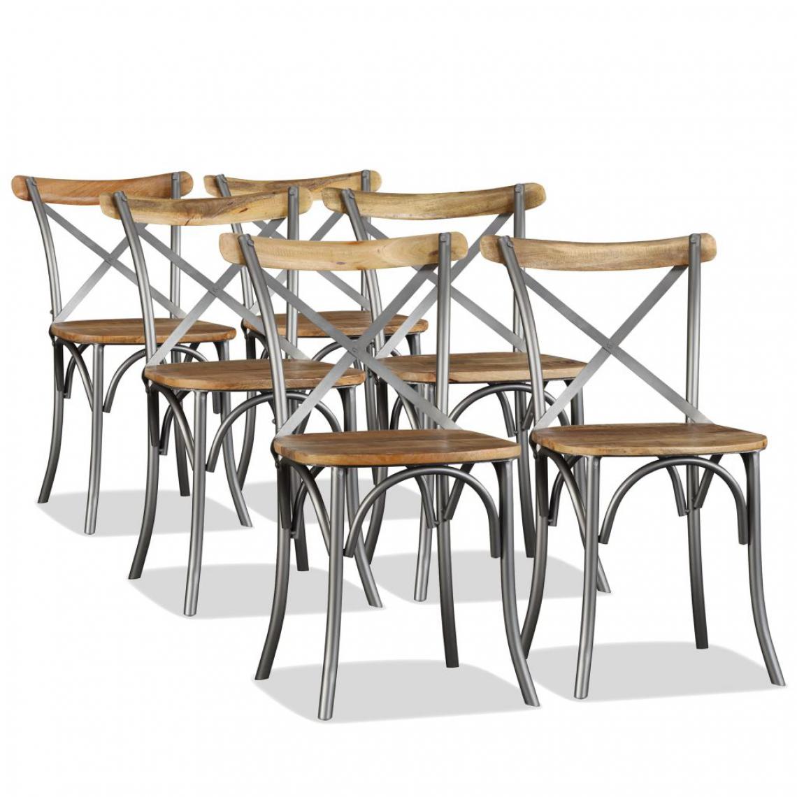 Icaverne - sublime Fauteuils serie Tallinn Chaise de salle à manger 6 pcs Bois de manguier massif et acier - Chaises