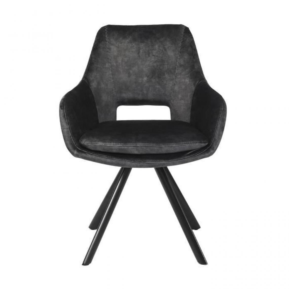 Cstore - Chaise de salle a manger - Velours gris foncé - L 59,5 x P 62 x H 81,5 cm - HANZEL - Chaises
