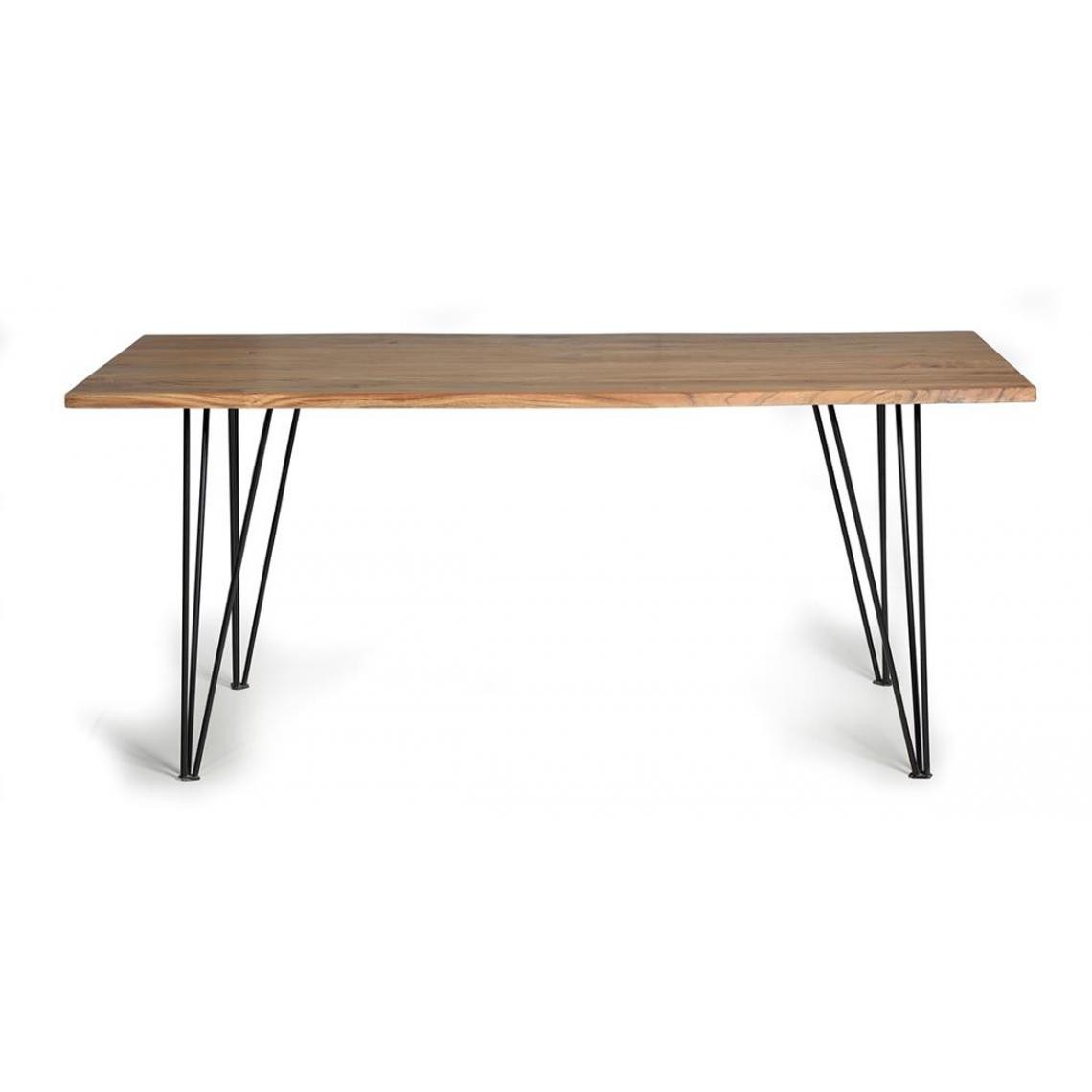 Pegane - Table à manger en bois d'acacia et métal coloris naturel / pieds noir - longueur 160 x profondeur 90 x hauteur 76 cm - Tables à manger