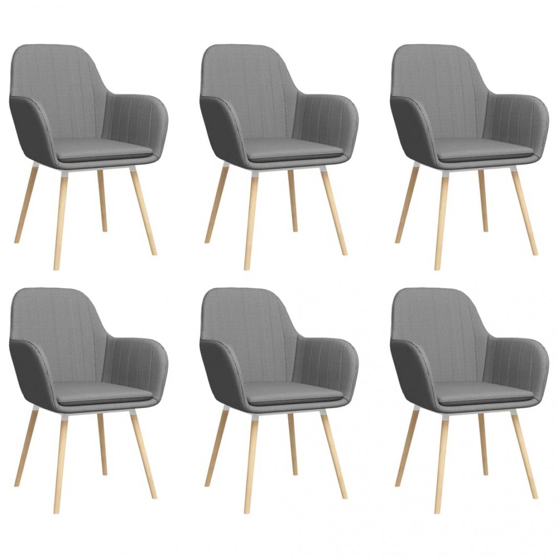 Decoshop26 - Lot de 6 chaises de salle à manger cuisine avec accoudoirs design moderne tissu gris clair CDS022117 - Chaises