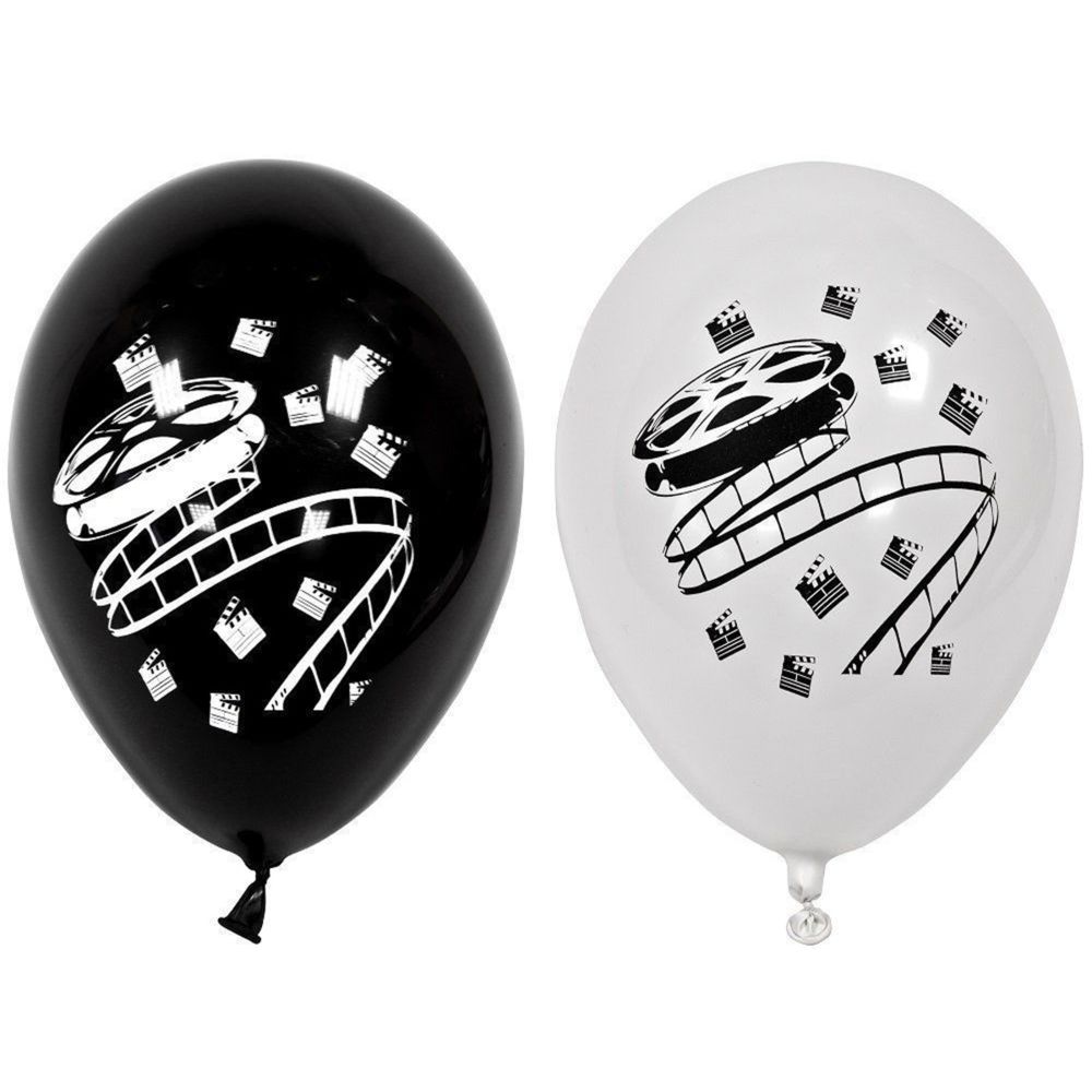 Visiodirect - Sachet de 8 ballons Imprimés ""Cinéma"" coloris Blanc/Noir - 28 Cm - Objets déco