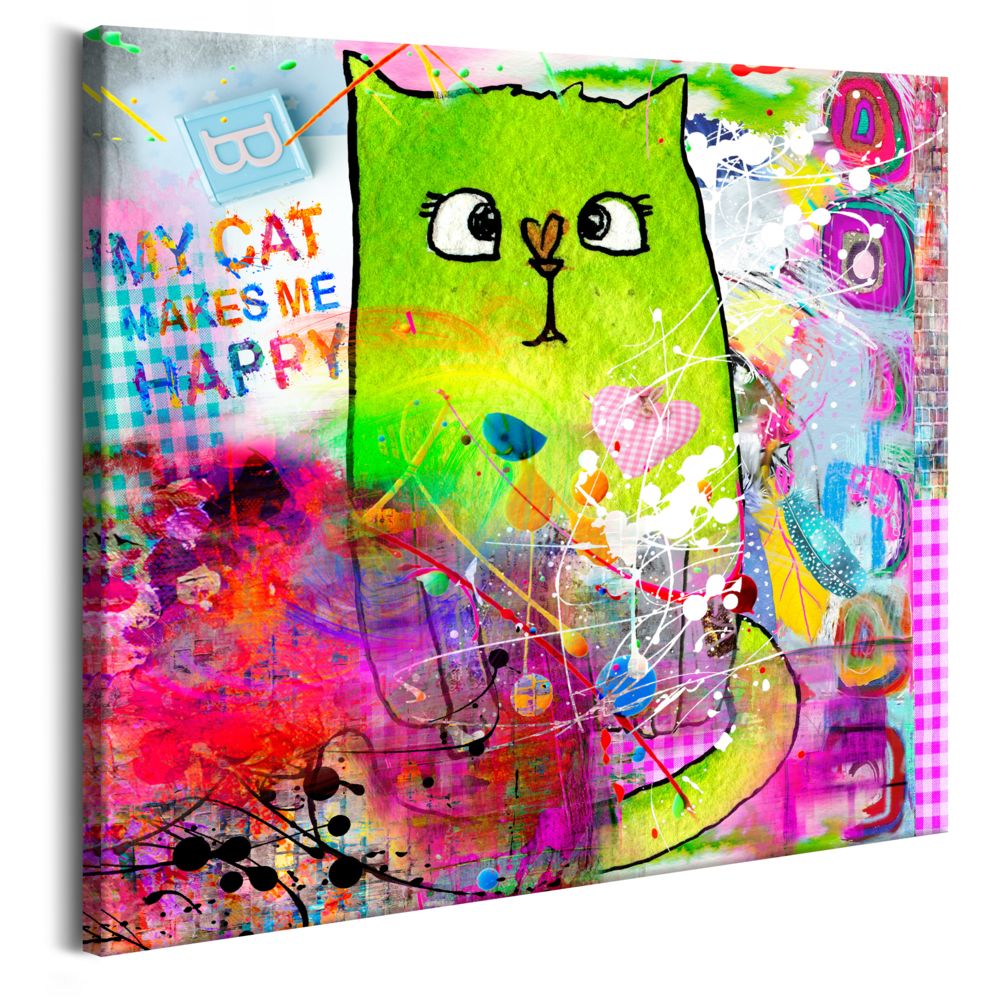 Bimago - Tableau - Crazy Cat - Décoration, image, art | Pour enfants | - Tableaux, peintures