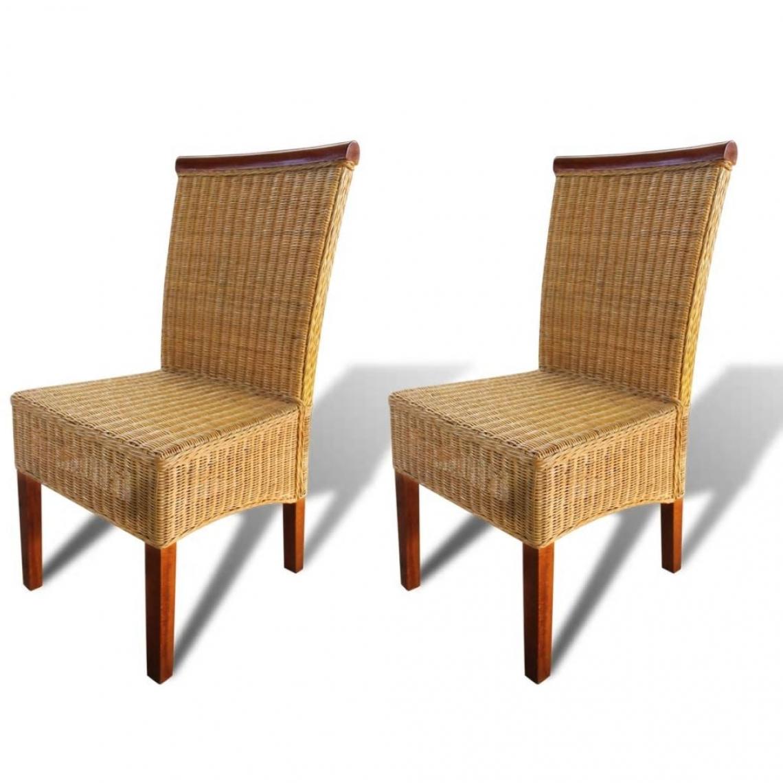 Decoshop26 - Lot de 2 chaises de salle à manger cuisine design moderne rotin naturel marron CDS020704 - Chaises