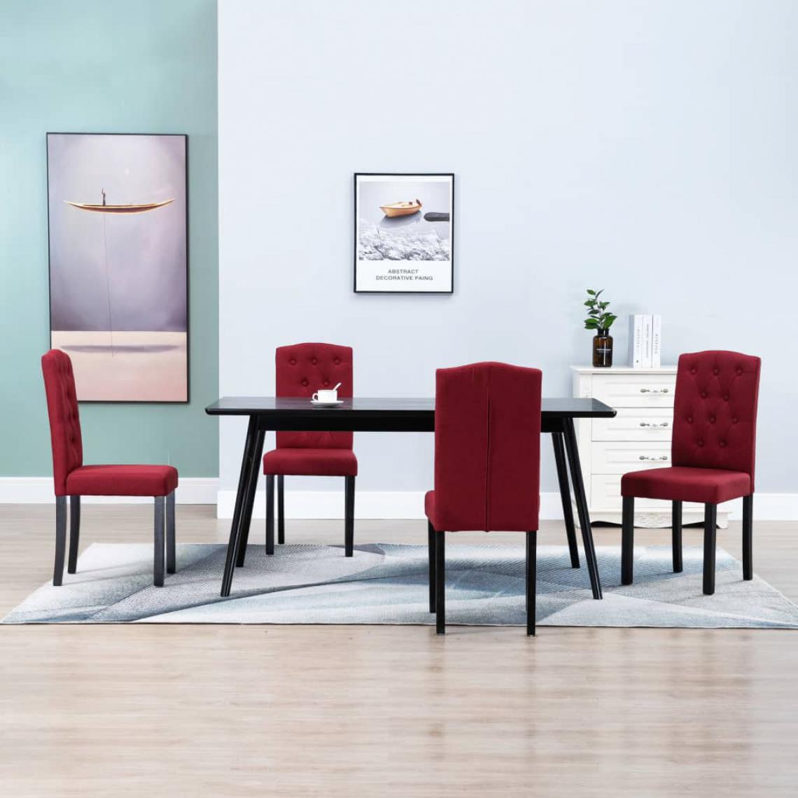 Chunhelife - Chaises de salle à manger 4 pcs Rouge bordeaux Tissu - Chaises