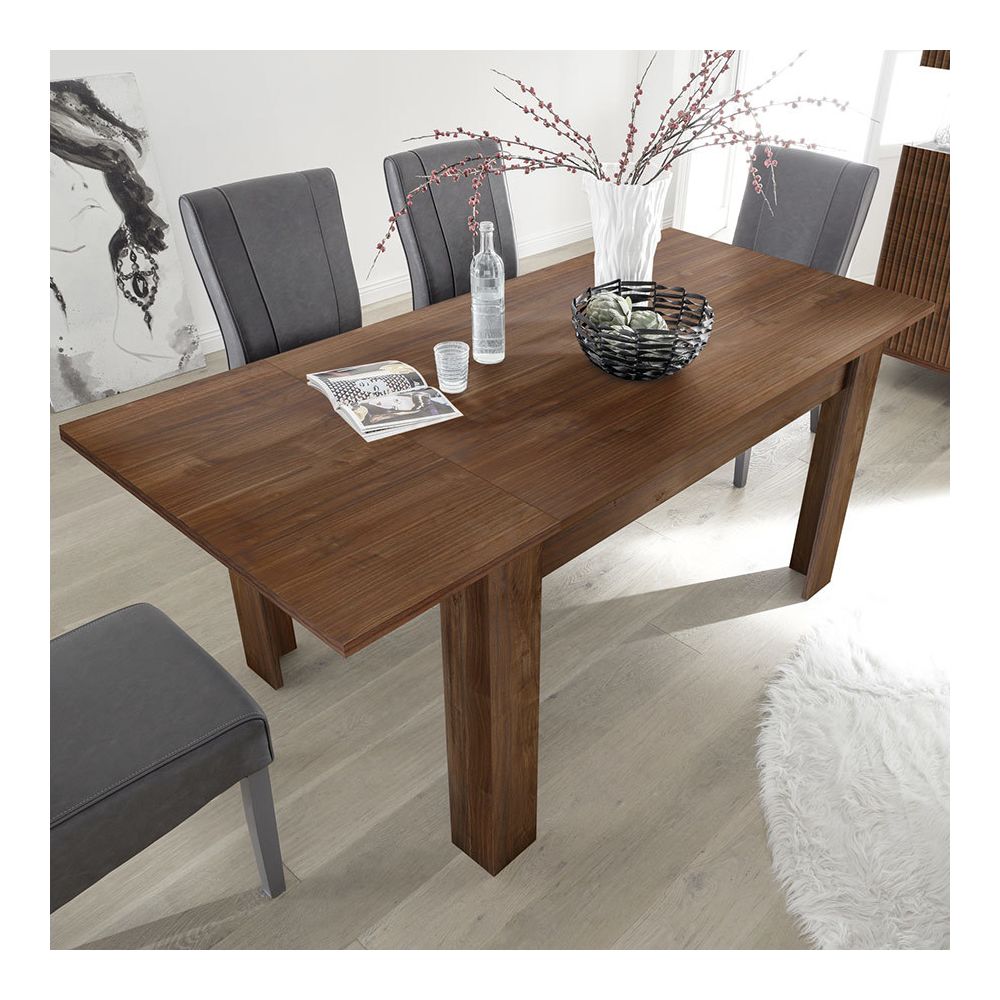 Kasalinea - Table 140 cm avec rallonge contemporaine couleur noyer VERONA - Tables à manger