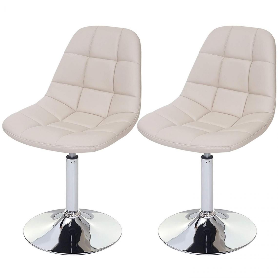 Decoshop26 - 2x chaises de salle à manger en simili-cuir crème pied chromé pivotant CDS04421 - Chaises