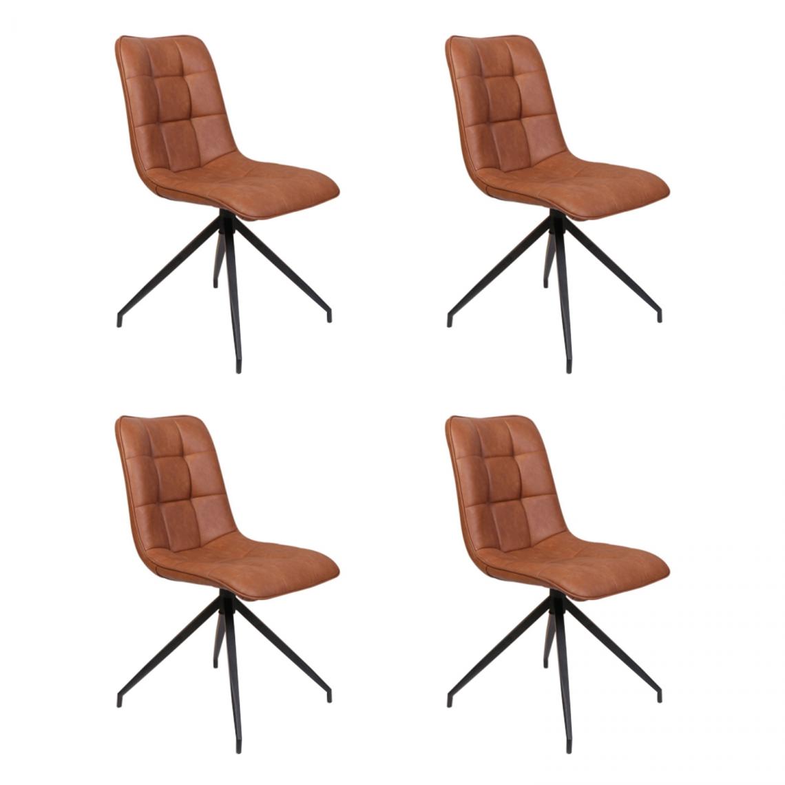 Hucoco - OLAG - Lot de 4 chaises design - Style scandinave - 89x47x44 cm - Similicuir - Coutures décoratives - Rouge - Chaises