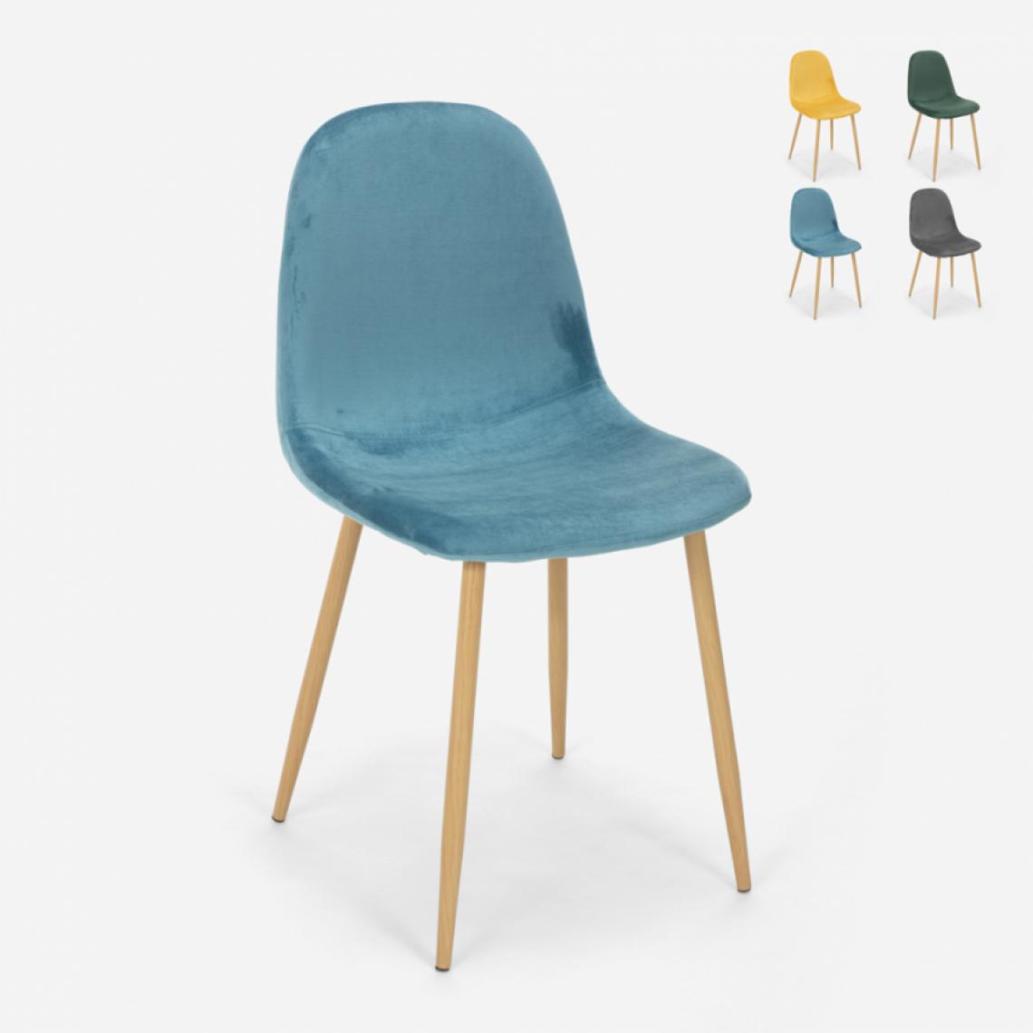 Ahd Amazing Home Design - Chaise design pieds nordiques bois tissu cuisine bar restaurant Salmon, Couleur: Bleu - Chaises