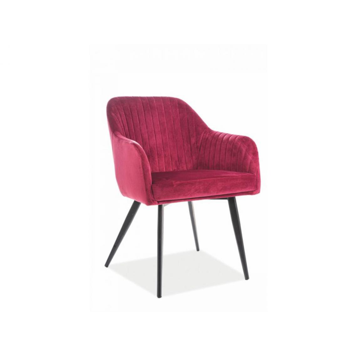 Hucoco - ELINE | Chaise matelassée avec pieds en métal | Dimensions : 82x48x47 cm | Rembourrage en velours | Design élégant - Bordeaux - Chaises