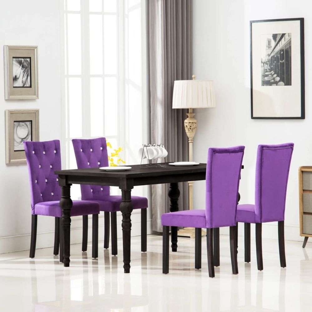 marque generique - Magnifique Fauteuils selection Freetown Chaise de salle à manger 4 pcs Velours Violet - Chaises